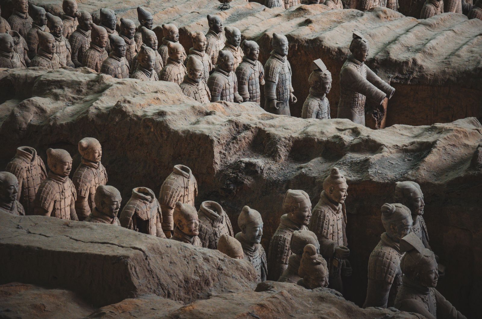 Guerreros de terracota de Xi'An en su foso original